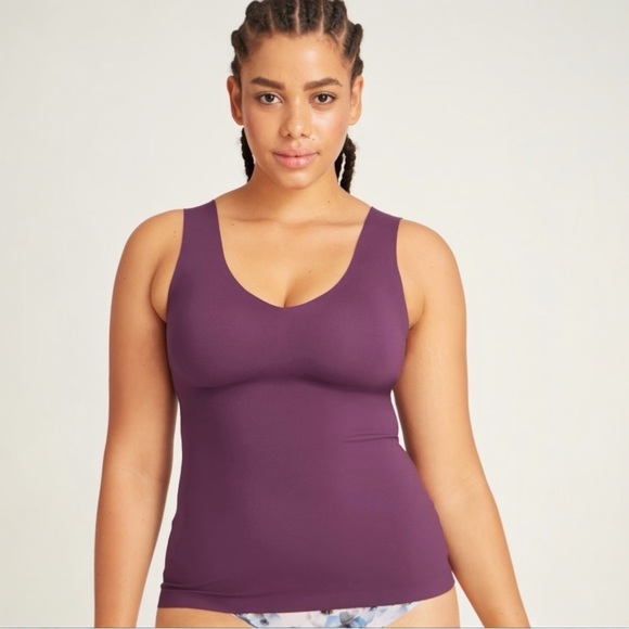KNIX LuxeLift Shapewear Tank Top Size Small Plum Purple V-Neck Built in Bra - Picture 2 of 8